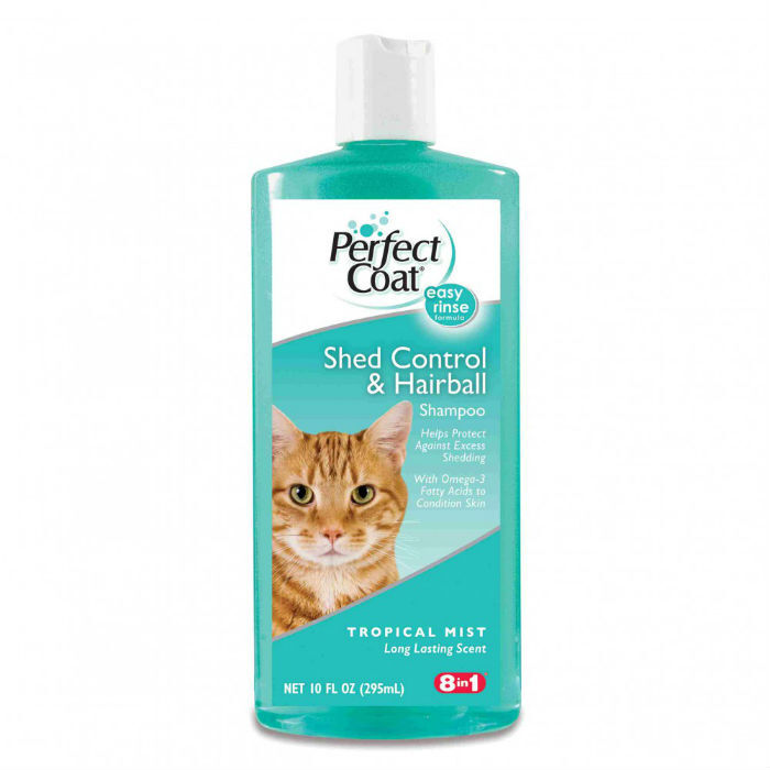 PC Shed Control&Hairball 8in 1 шампунь для кошек против линьки и колтунов с троп.ароматом 295мл