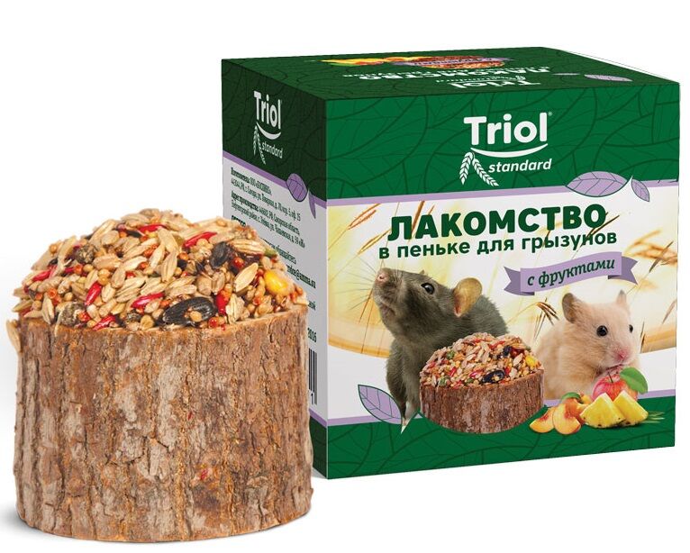 Лакомства в пеньке с фруктами д/грызунов Триол Стандарт 70гр Триол
