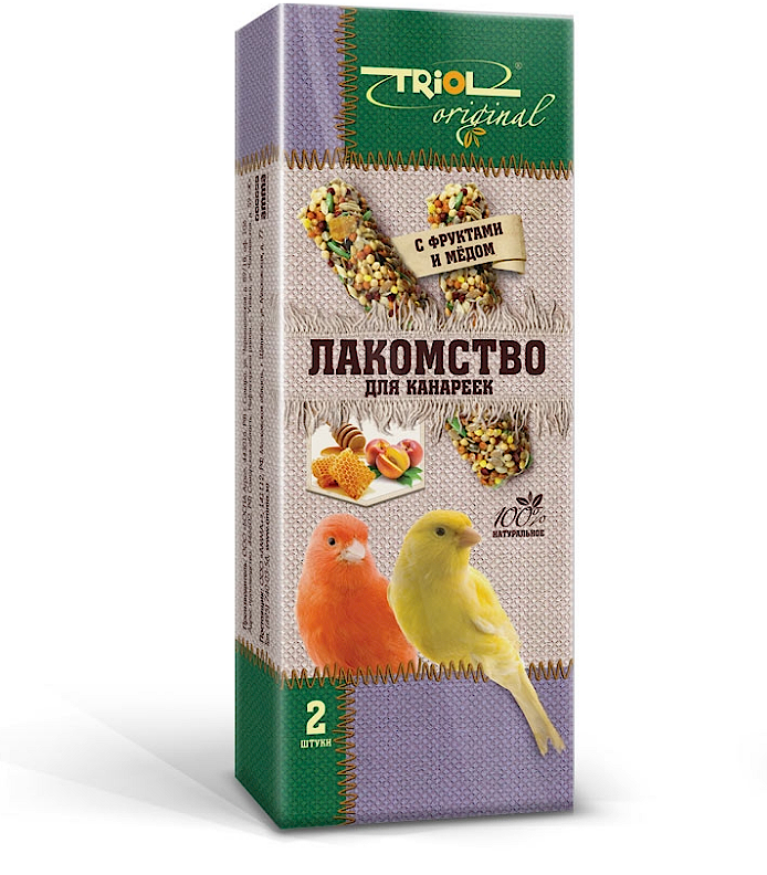 Лакомство д/канареек с фруктами и медом 2шт. 55г Триол