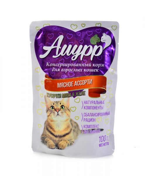 Амурр д/к пауч мясное ассорти в желе 100г
