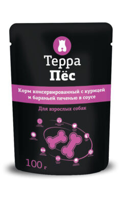 Терра Пес пауч д/с с курицей и бараньей печенью в соусе 100г