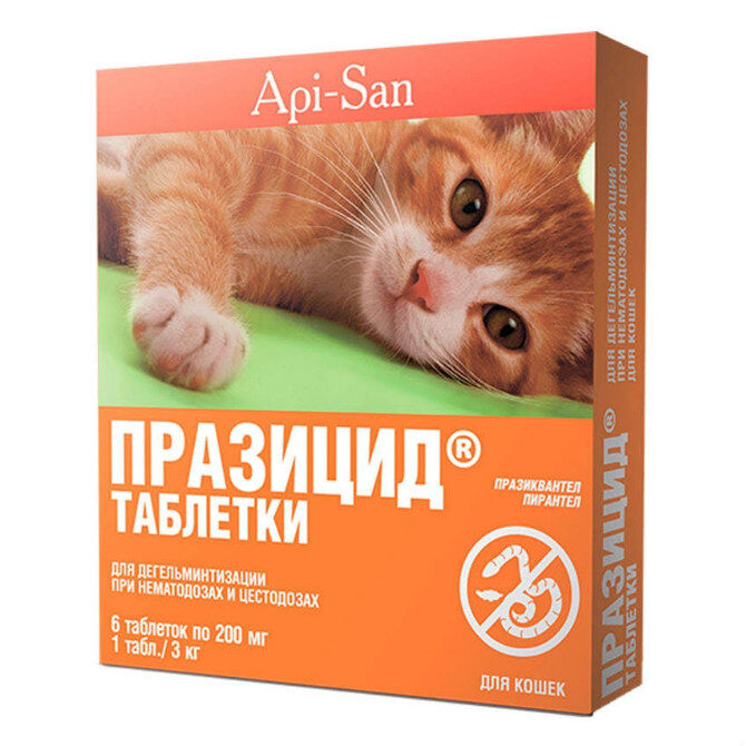 Аписан Празицид антигильминтик д/кош 6табл.